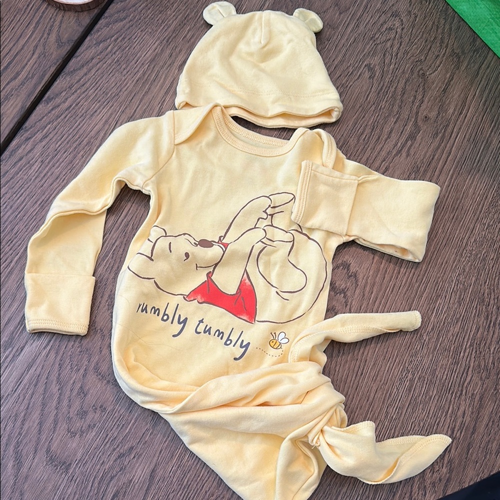 NWOT Disney Yellow Tie Bottom One Piece with Pooh Bear Ears